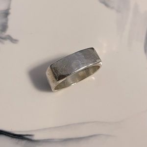 Hammered silver square ring